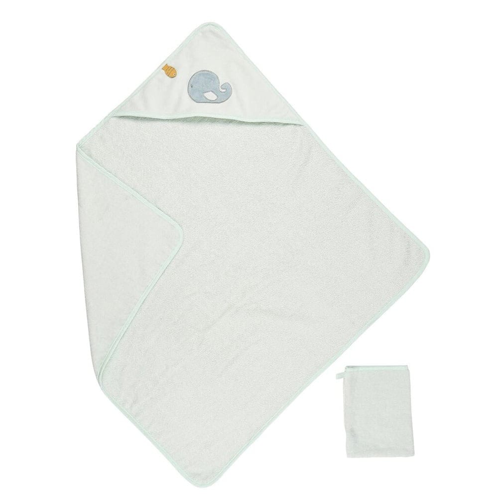 Cape de bain et gant de toilette  BLEU Nattou