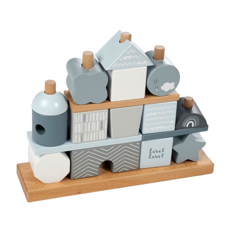 Maison cubes en bois BLEU Label Label