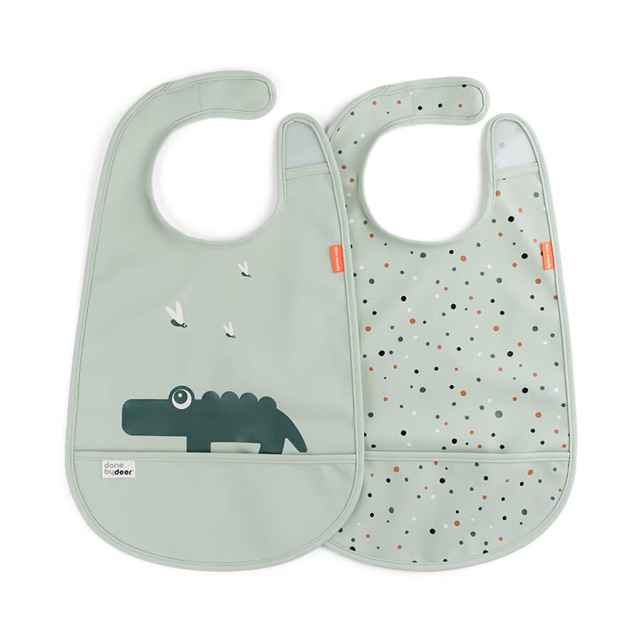 2 Bavoirs velcro VERT Done by Deer