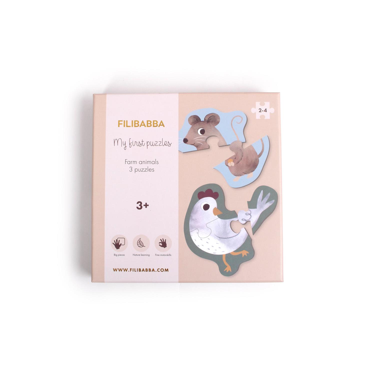 Set de 3 mes 1ers puzzles Animaux de la ferme MULTICOLORE Filibabba