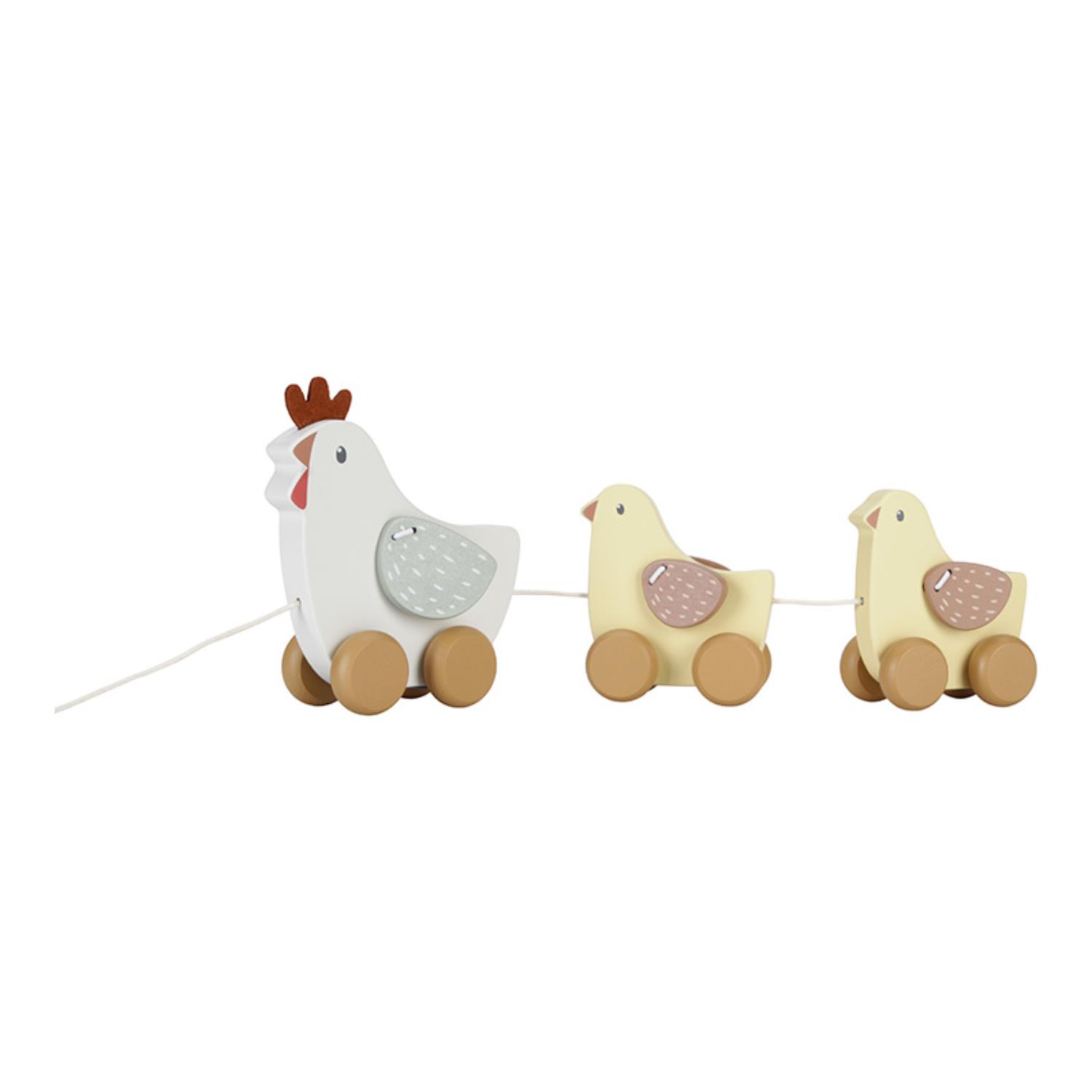 Jouet à tirer poule en bois FSC MULTICOLORE Little Dutch