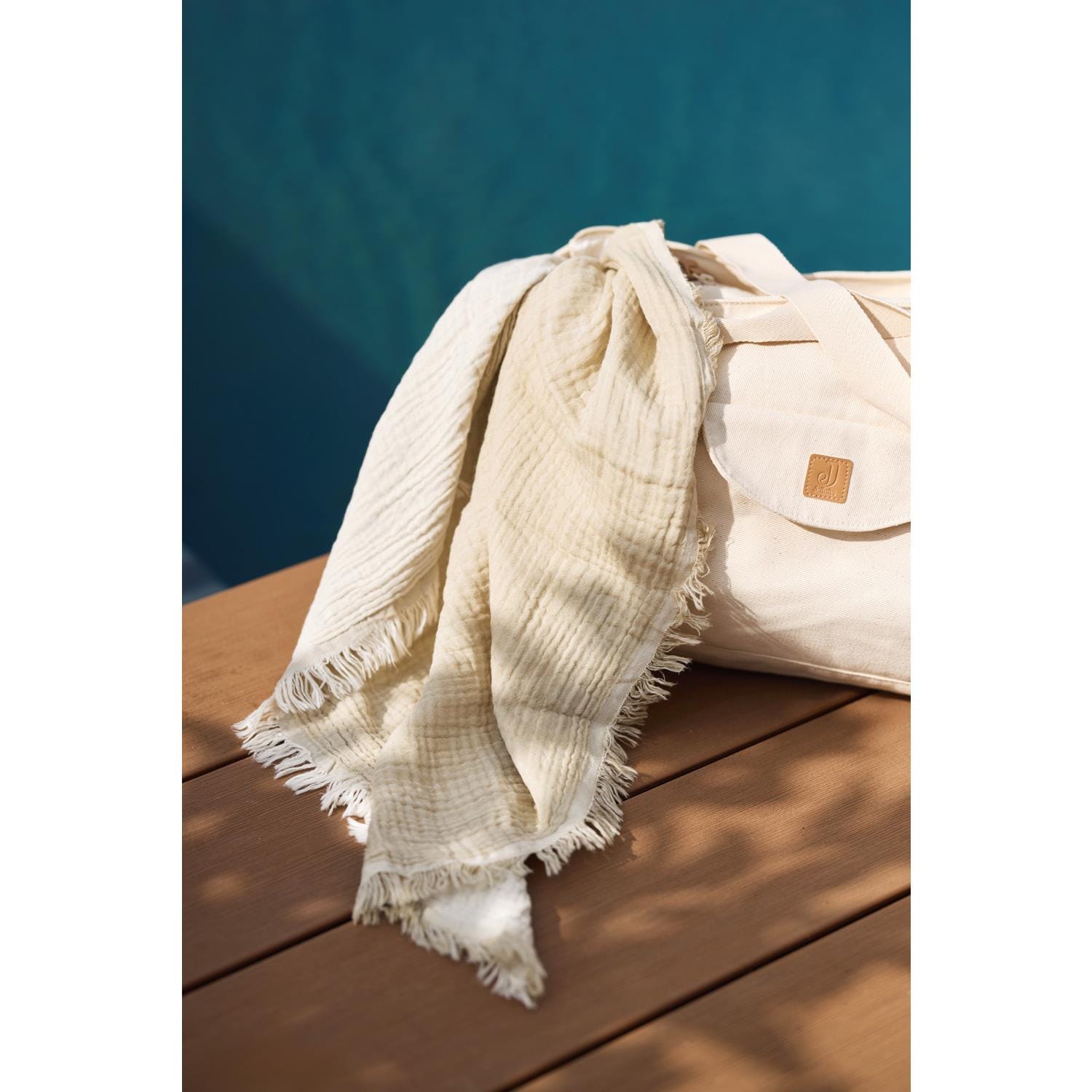 Couverture Berceau Fringe Gots VERT Jollein