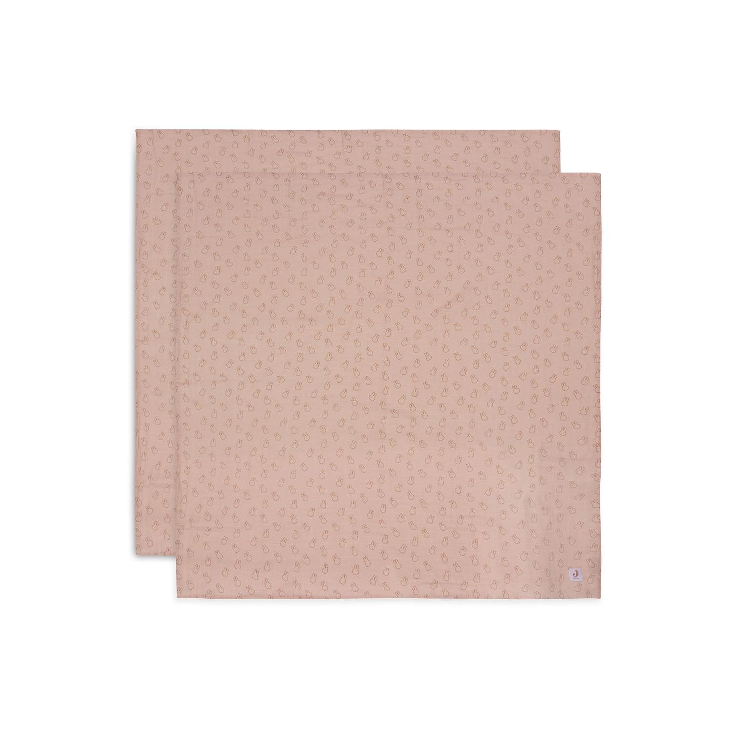 Lot de 2 Langes Gaze de Coton Miffy Silhouettes  ROSE Jollein