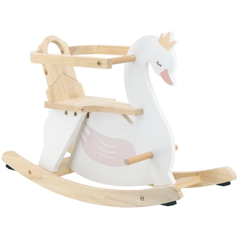 Animal à bascule en bois cygne ROSE Tryco