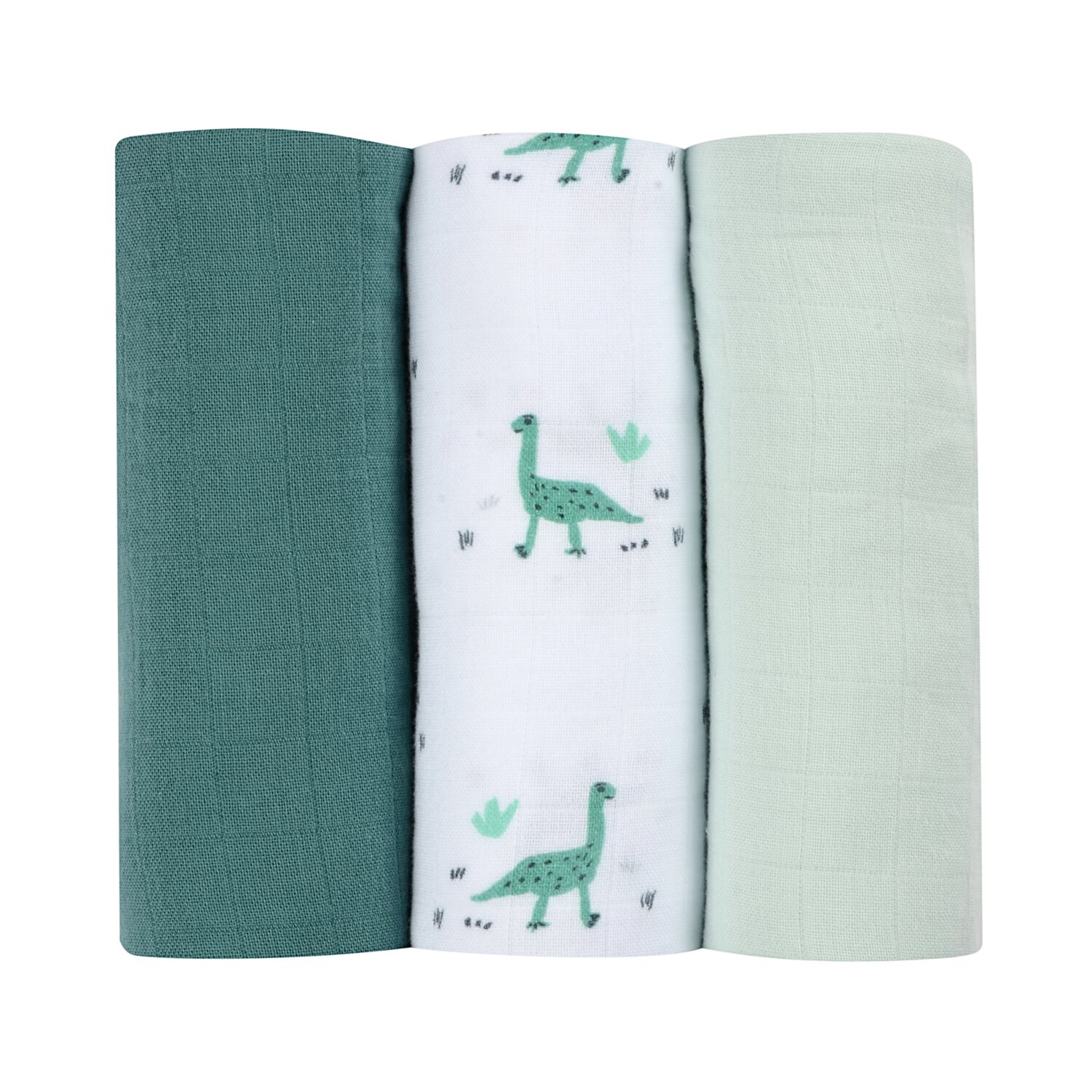Lot de 3 langes en coton Jurassique/Vert