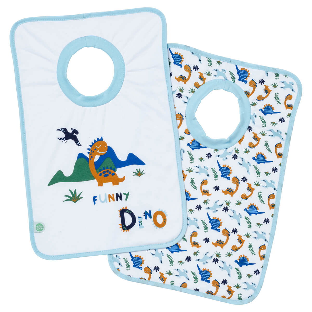 Lot de 2 bavoirs passe-tête 6 mois - Funny Dino