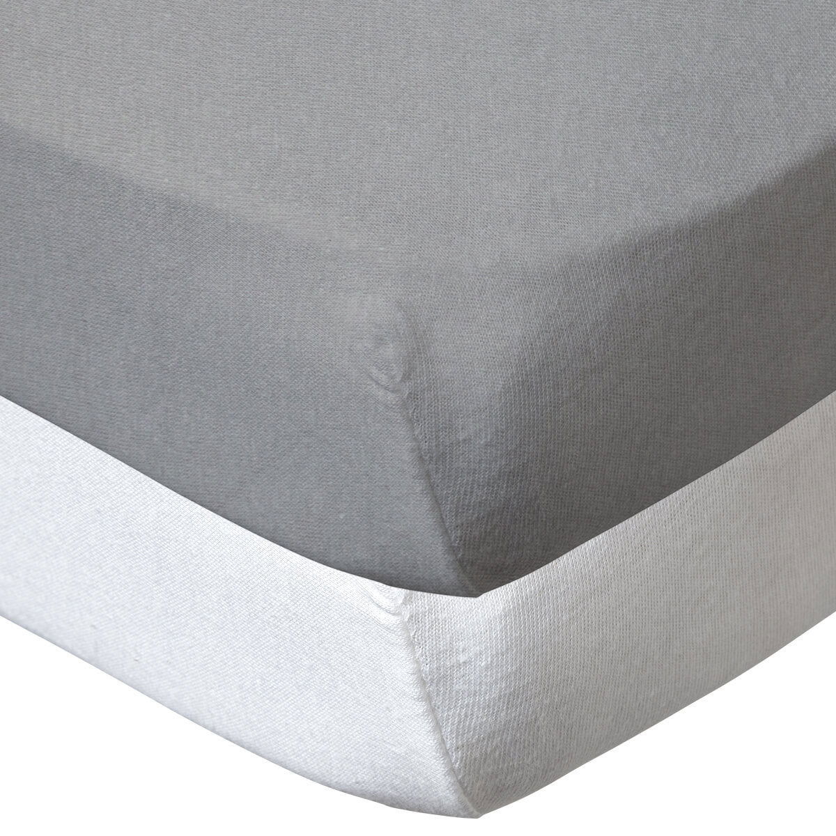 Lot de 2 draps housse en coton 60x120 cm Blanc + Gris