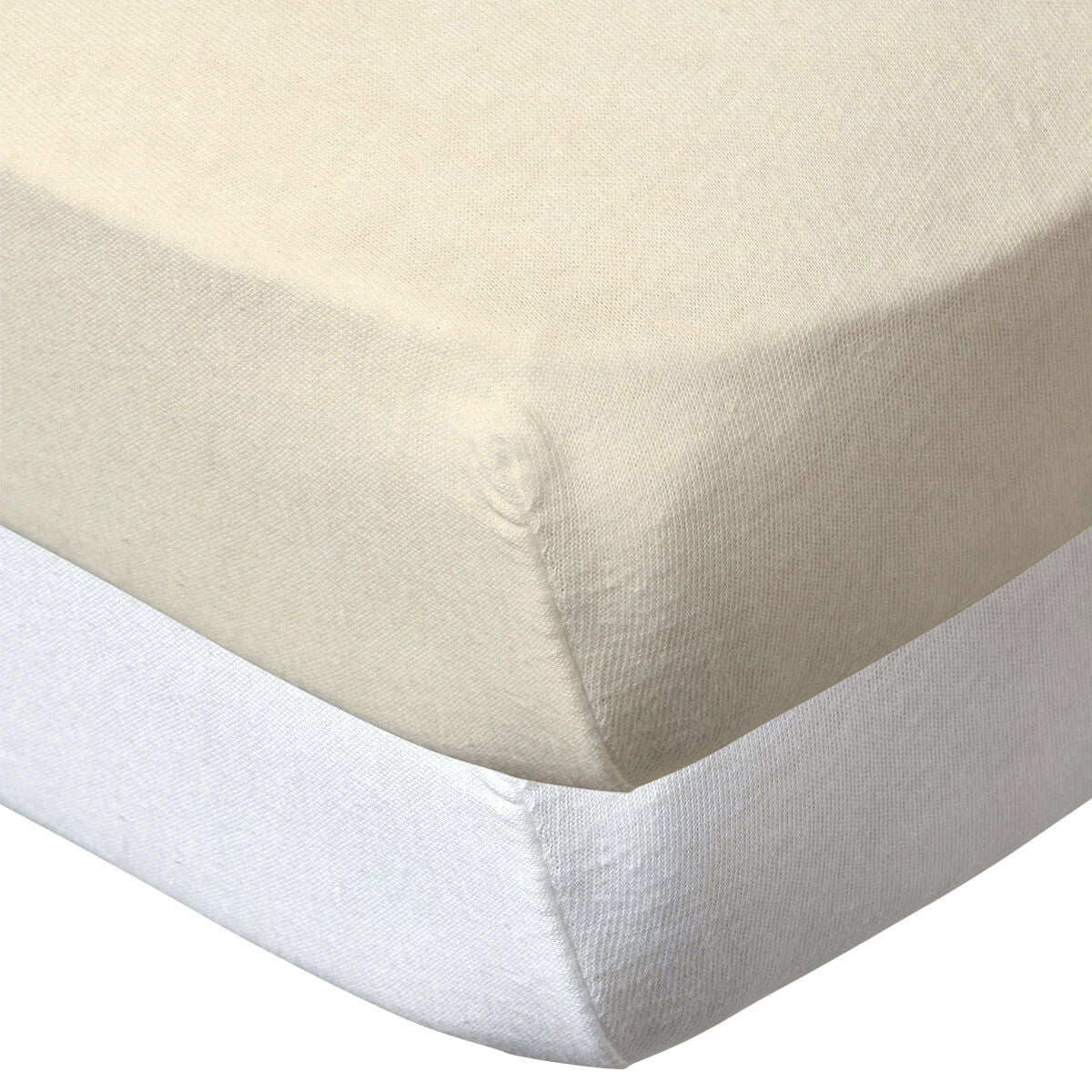 Lot de 2 draps housse en coton 60x120 cm Blanc + écru