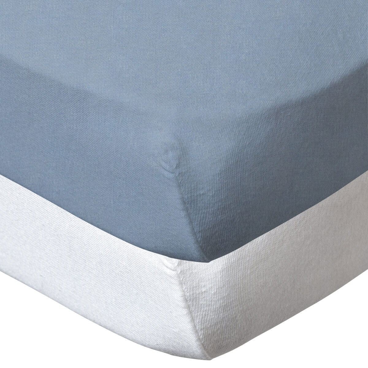Lot de 2 draps housse en coton 70x140 cm - Blanc/Bleu Layette