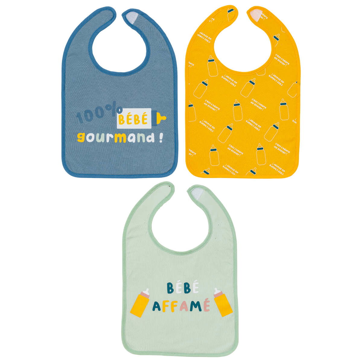 Lot de 3 bavoirs 6 mois 25x36 cm - Bébé gourmand