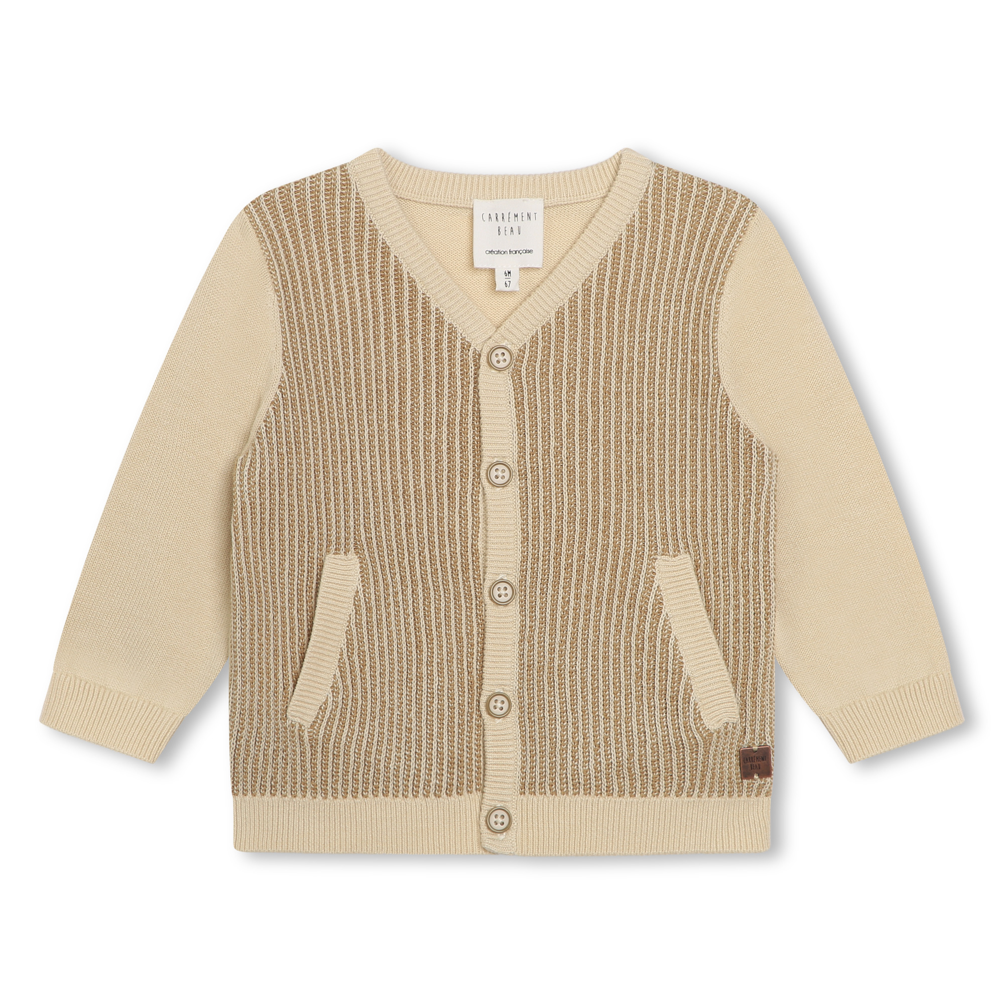CARREMENT BEAU Cardigan en tricot boutonné GARCON 2A Beige