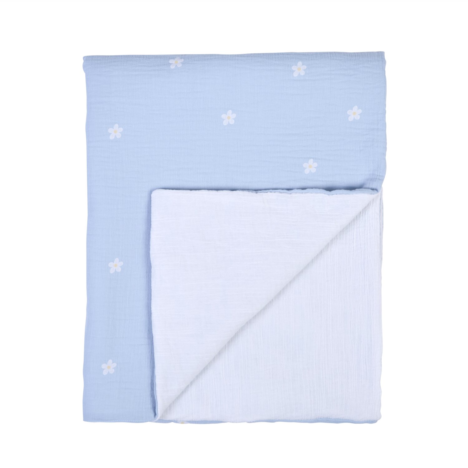 Couverture De Bébé - 80x100 Cm - Mousseline Fleur - Bleue