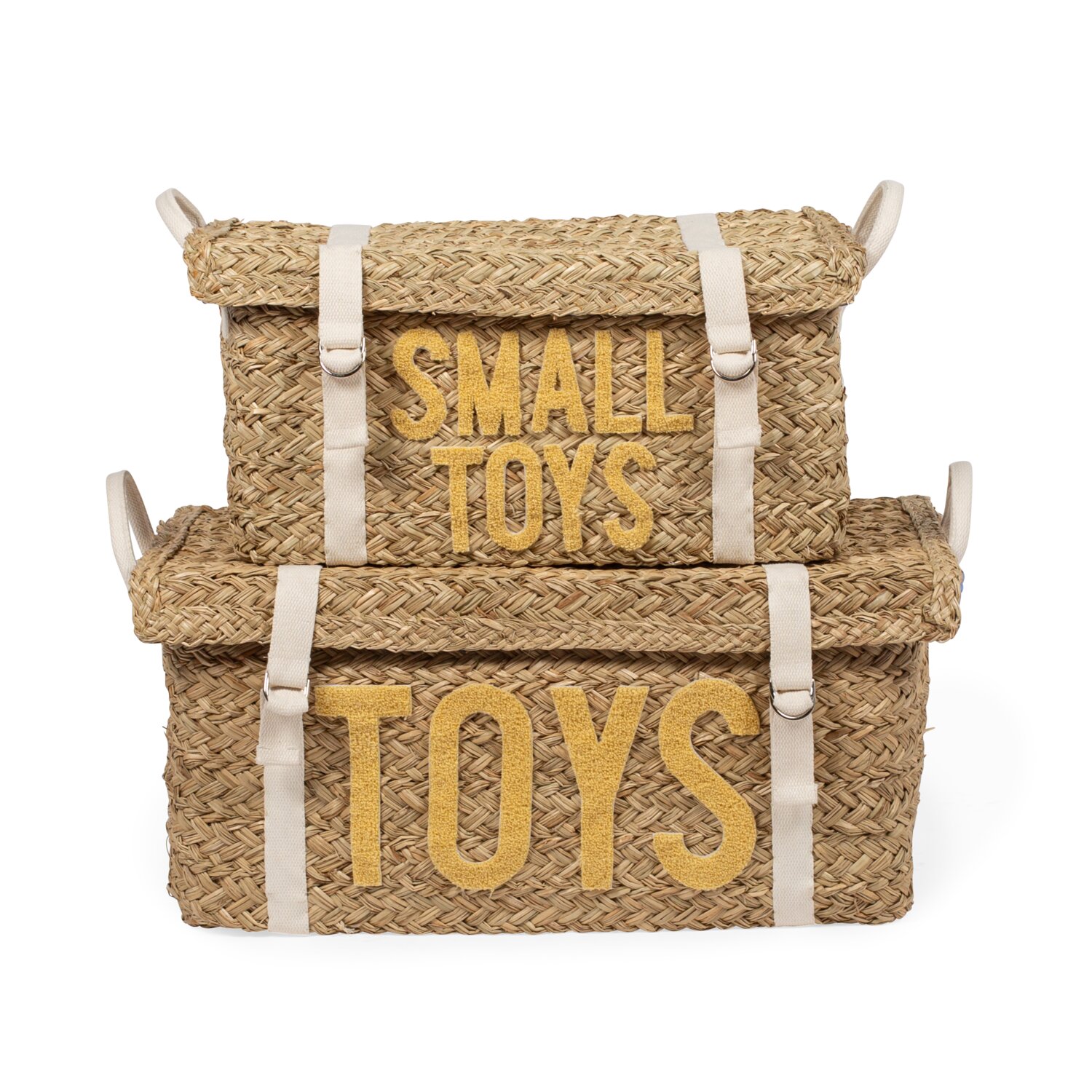 Coffre à jouets en rotin jaune 2pcs