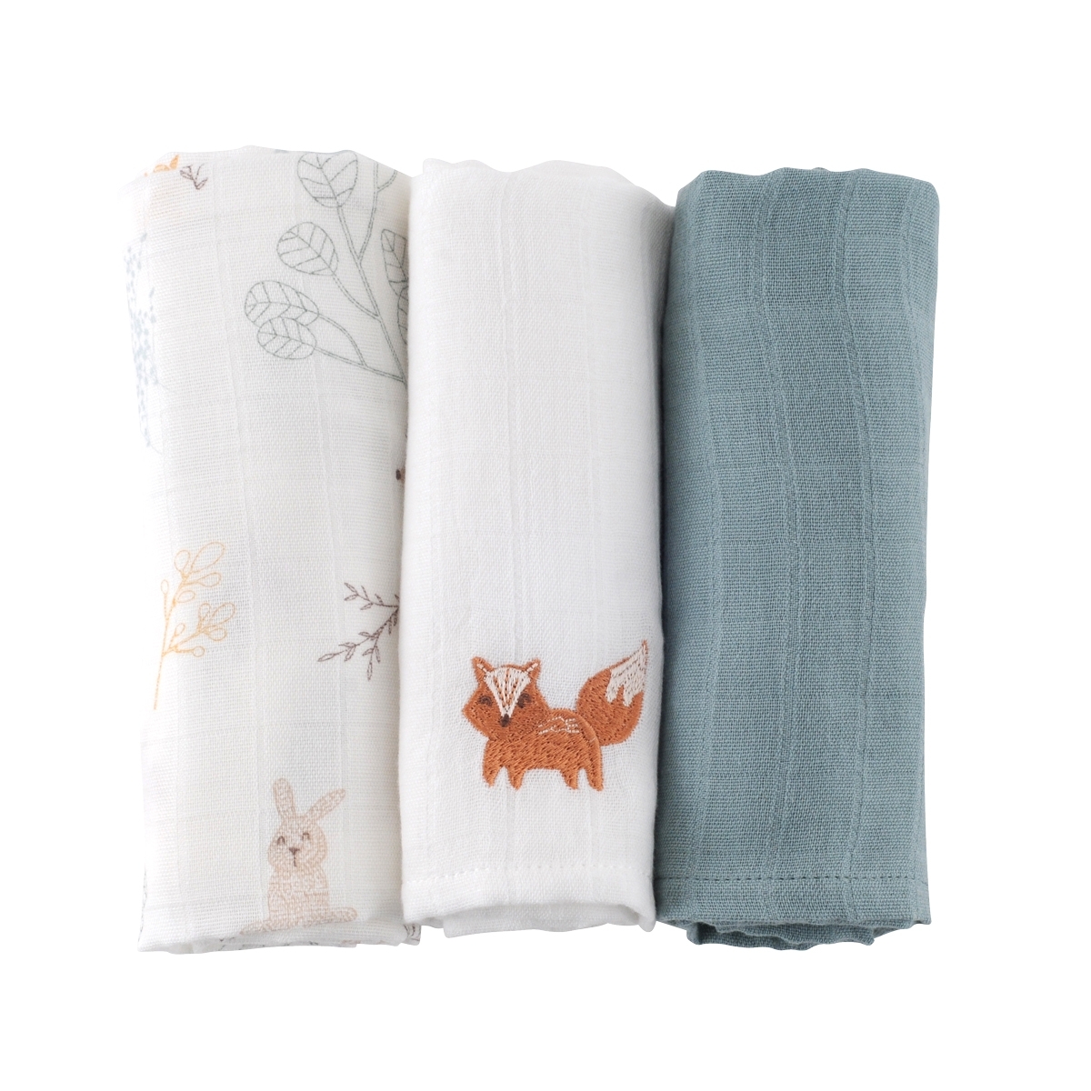Lot de 3 langes bébé coton bio* Dream Forest