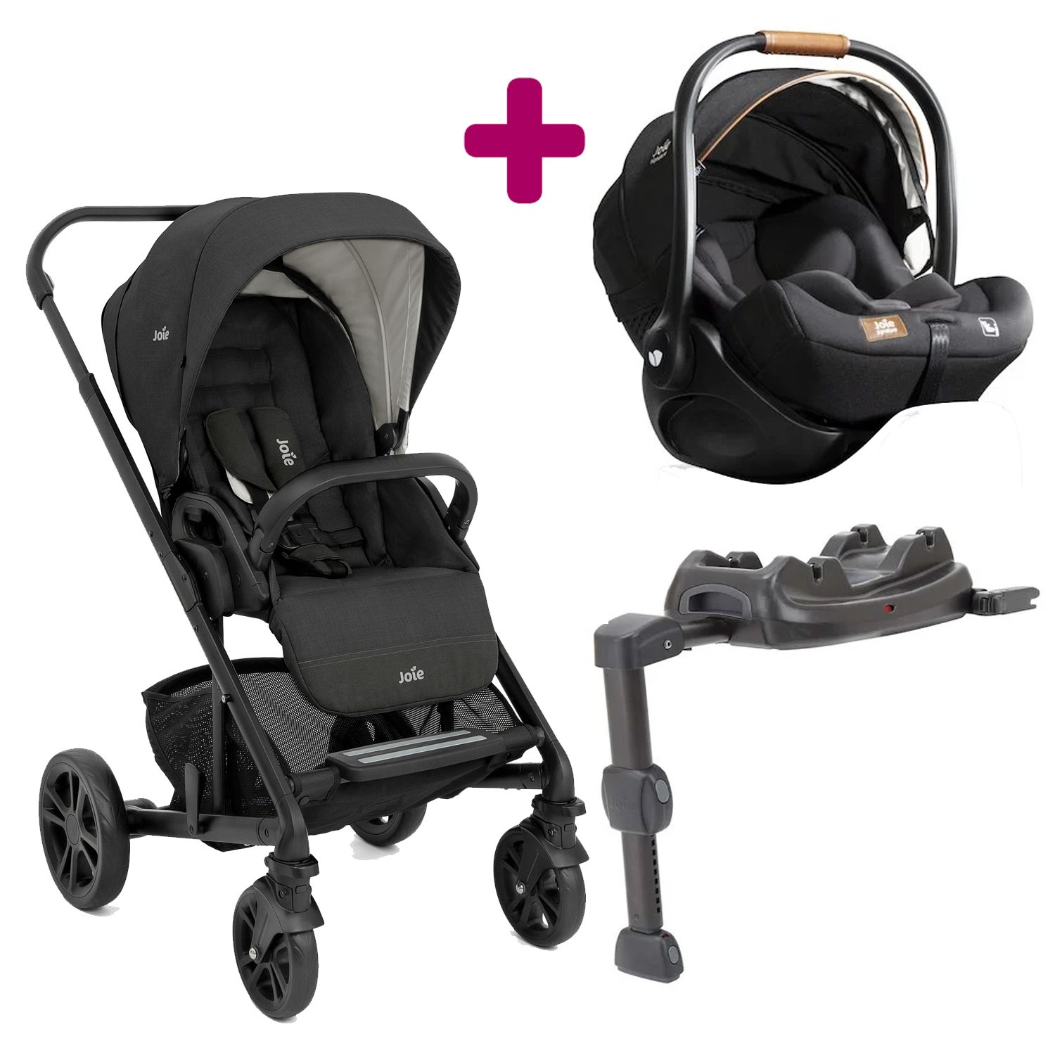 Pack poussette duo Chrome Shale + coque I-level Recline Eclipse + I-Base LX 2  Joie
