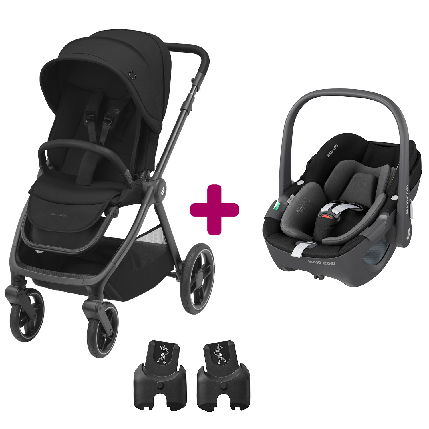Pack poussette duo Oxford + coque pebble 360 Essential Black  Maxi Cosi