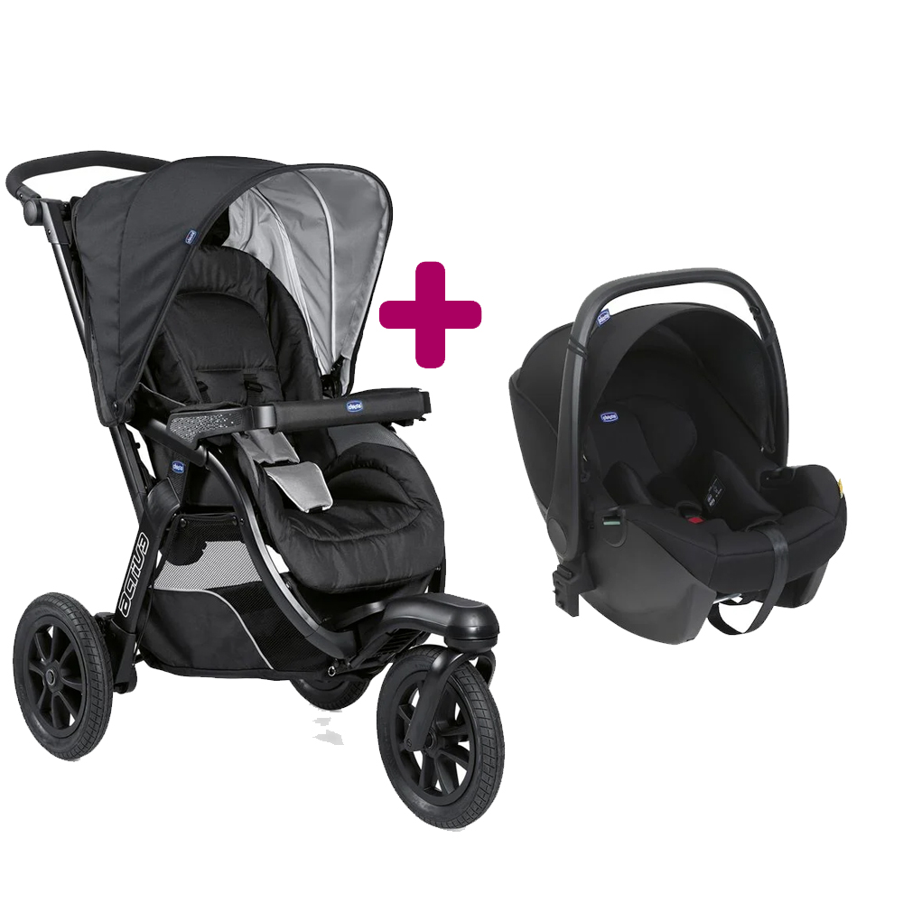 Pack poussette Duo Activ3 Siège auto KORY jet black  Chicco
