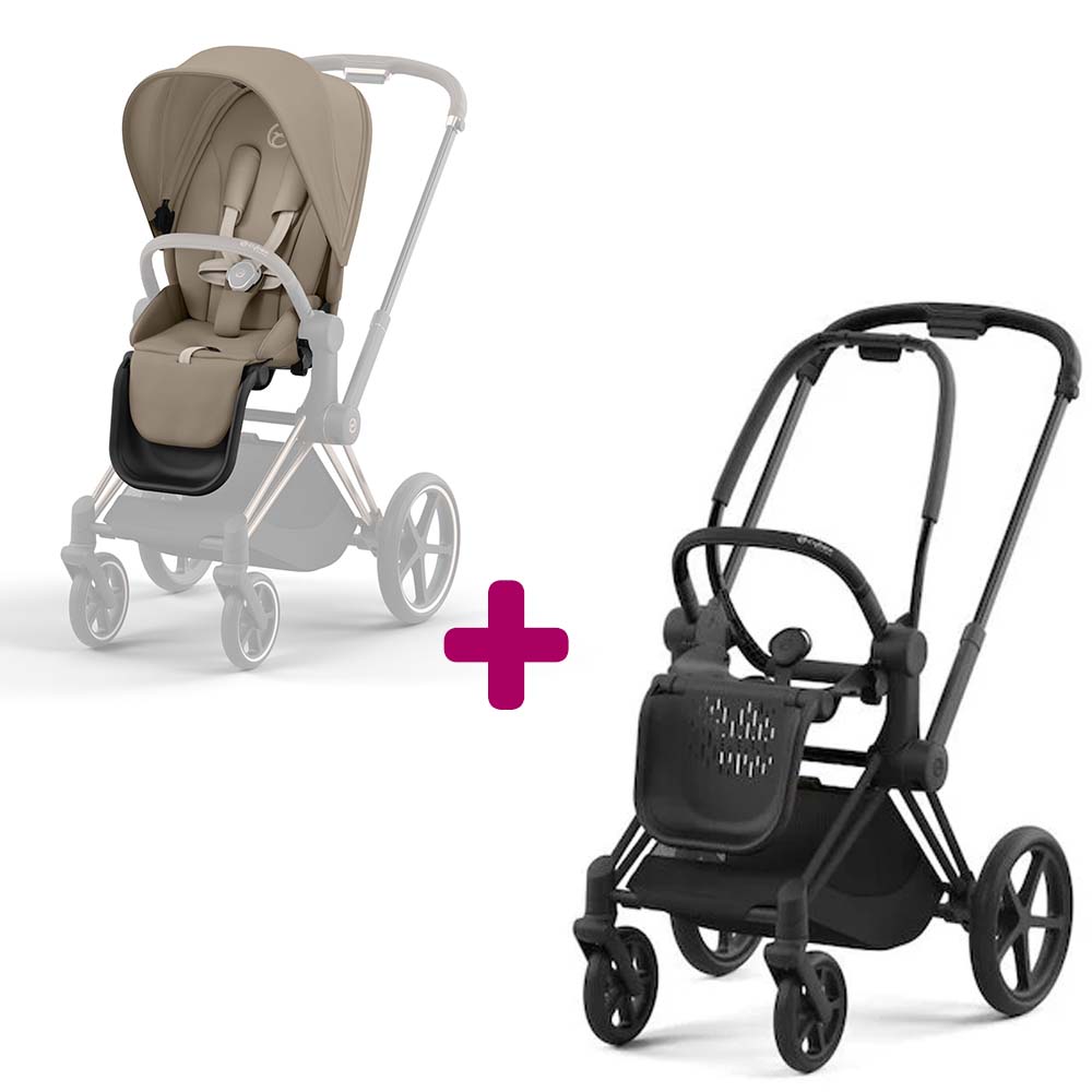 Pack Poussette Chassis Priam matt black + Siege Priam Cozy Beige  Cybex