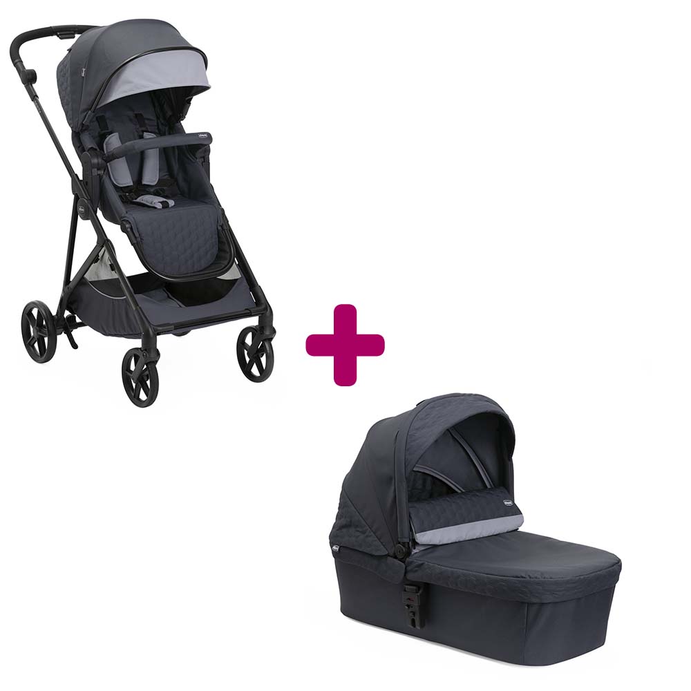 Pack poussette Duo Seety Boston grey + nacelle boston grey  Chicco