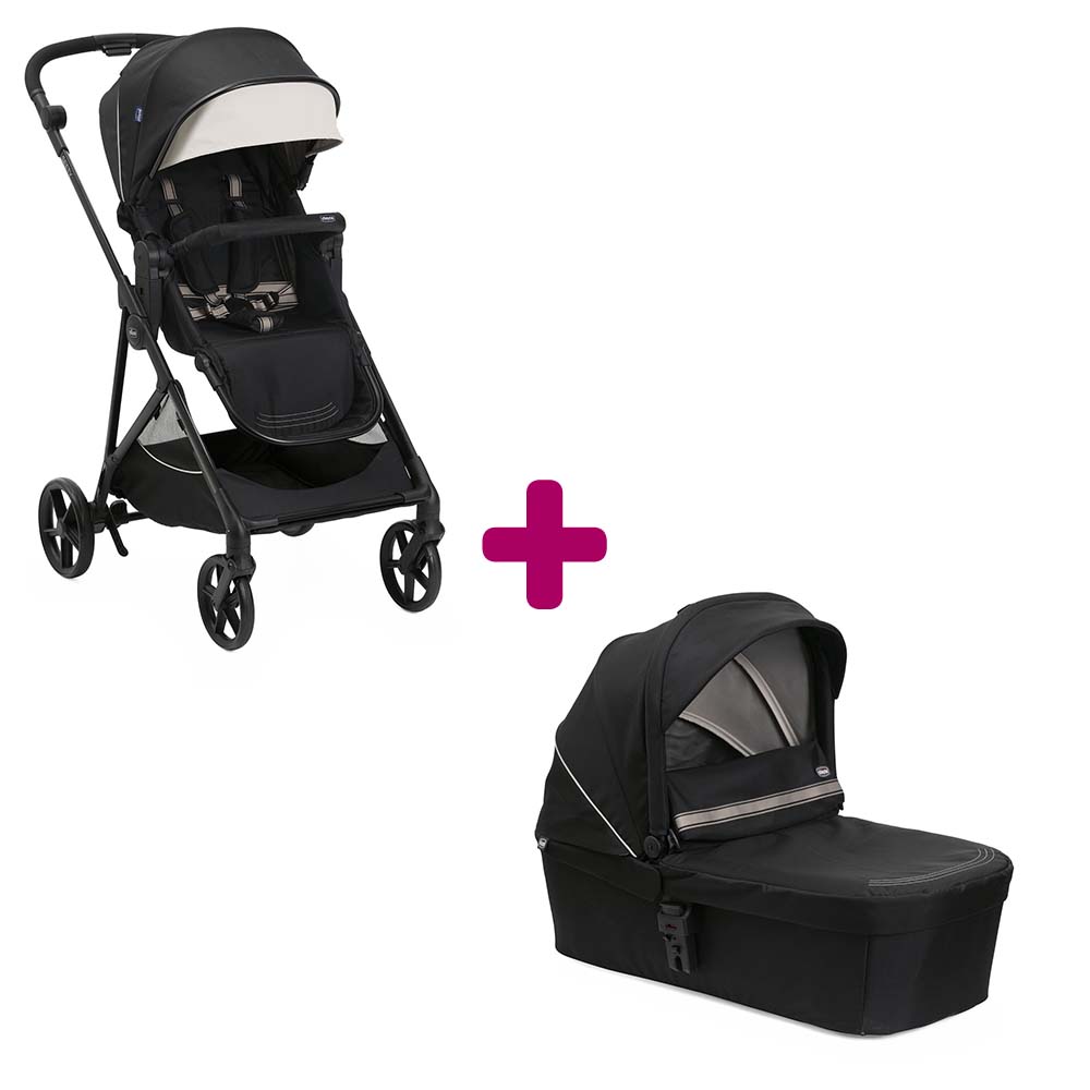 Pack poussette Duo Seety Etna black + nacelle etna black  Chicco