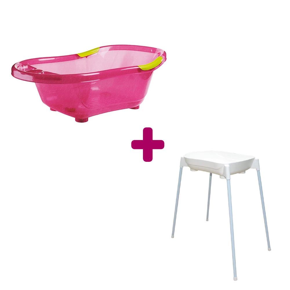 Pack Baignoire rose pailletée + grand support de baignoire avec tuyau  dBb Remond