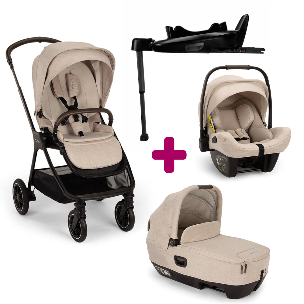 Pack Poussette trio Triv Next Biscotti + Nacelle Cari Next Biscotti + coque Pipa next Biscotti + base next  Nuna