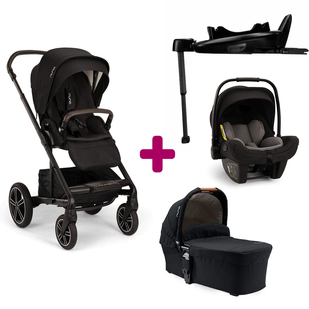 Pack Poussette trio Mixx next Caviar + Nacelle Mixx caviar + coque Pipa next Caviar + base next  Nuna