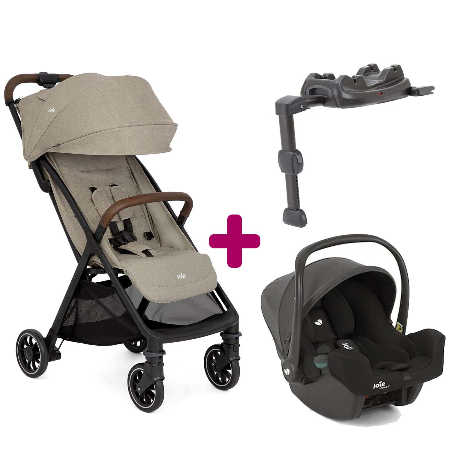 Pack Poussette duo pact Pro Oak + coque i-snug 2 Shale + base Lx 2  Joie