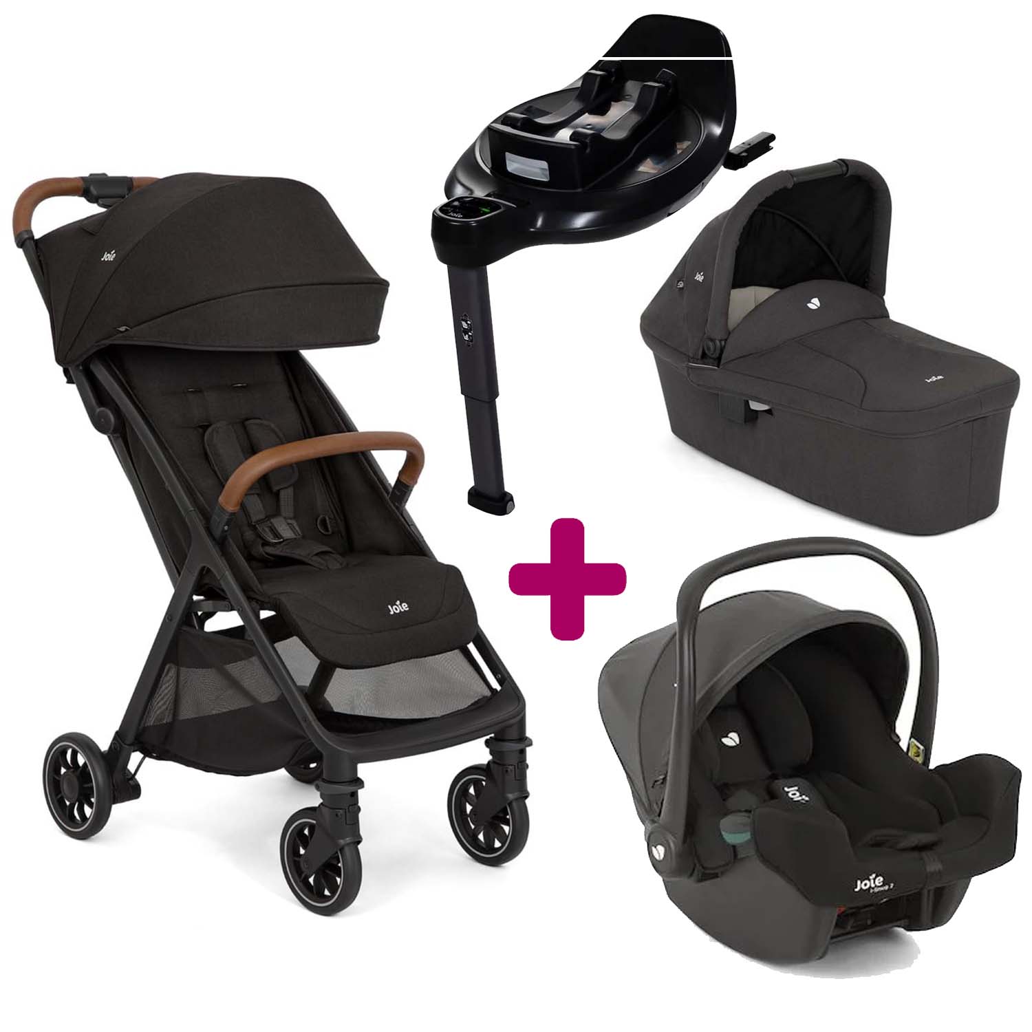 Pack Poussette Trio Pact Pro Shale + Nacelle Ramble Shale + coque i-snug 2 Shale + base Encore  Joie