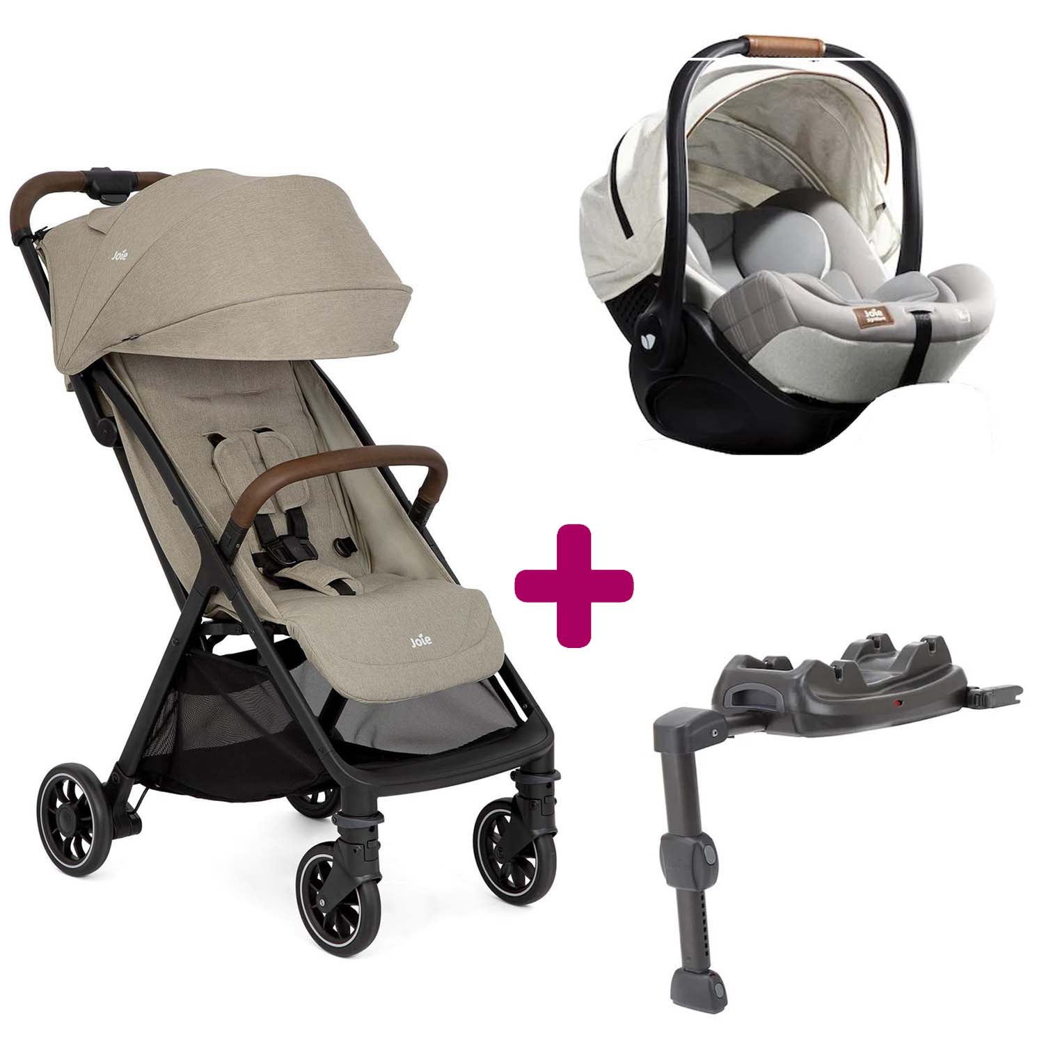 Pack Poussette Trio Pact Pro Oak + Coque i-Level Recline Oyster + Base Lx 2  Joie