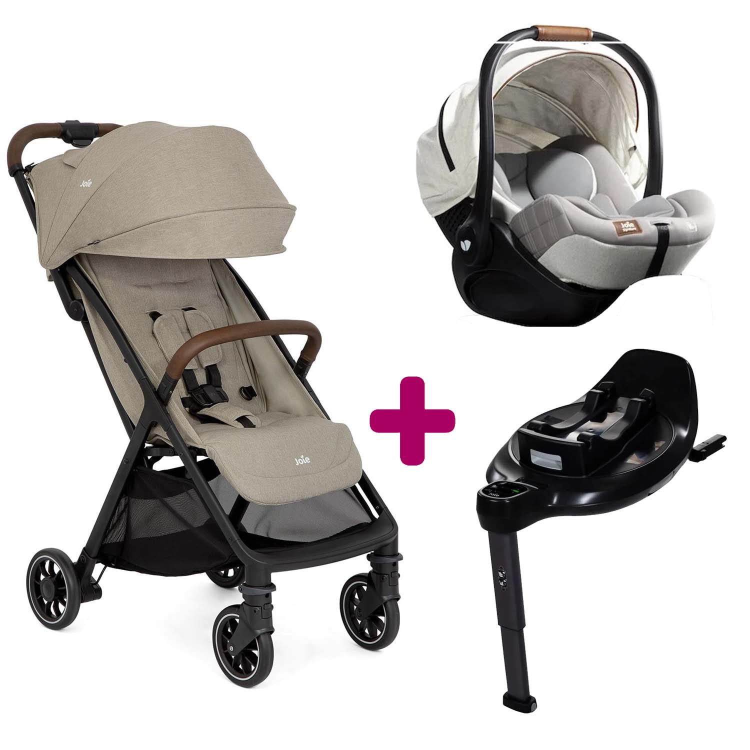 Pack Poussette Trio Pact Pro Oak + Coque i-Level Recline Oyster + Base Encore  Joie