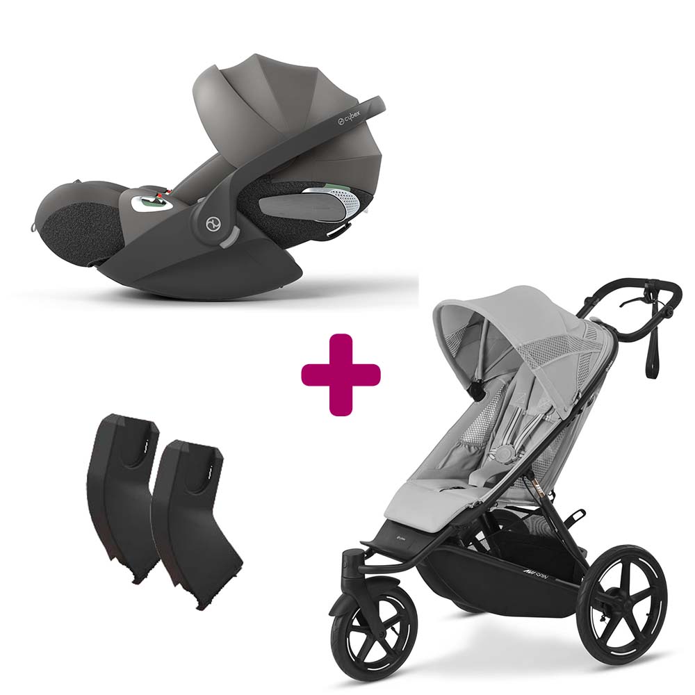 Pack Poussette duo Avi Spin Fog Grey + adaptateurs coque + coque Cloud T Mirage Grey  Cybex