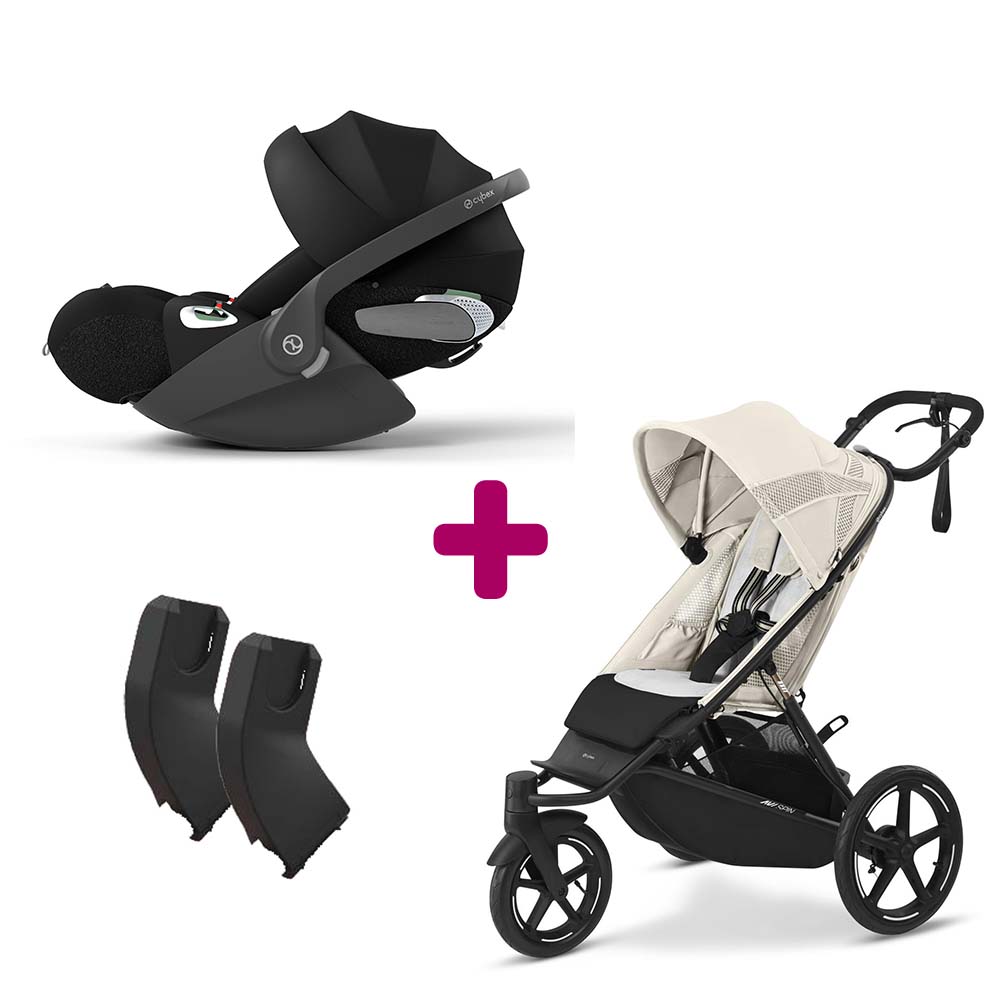 Pack Poussette duo Avi Spin Seashell Beige + adaptateurs coque + coque Cloud T Sepia Black  Cybex