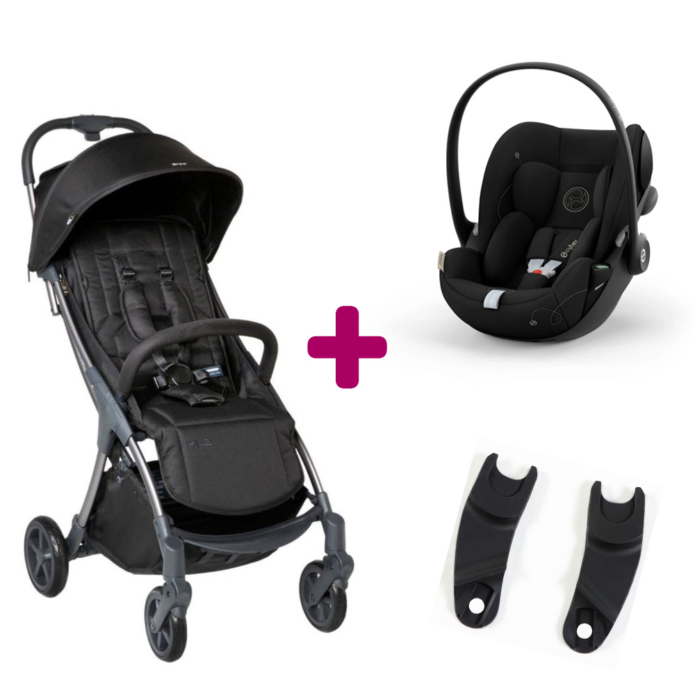 Pack Poussette duo M.2 Onyx + adaptateurs coque + coque Cloud G i-size Moon Black  Mast swiss design