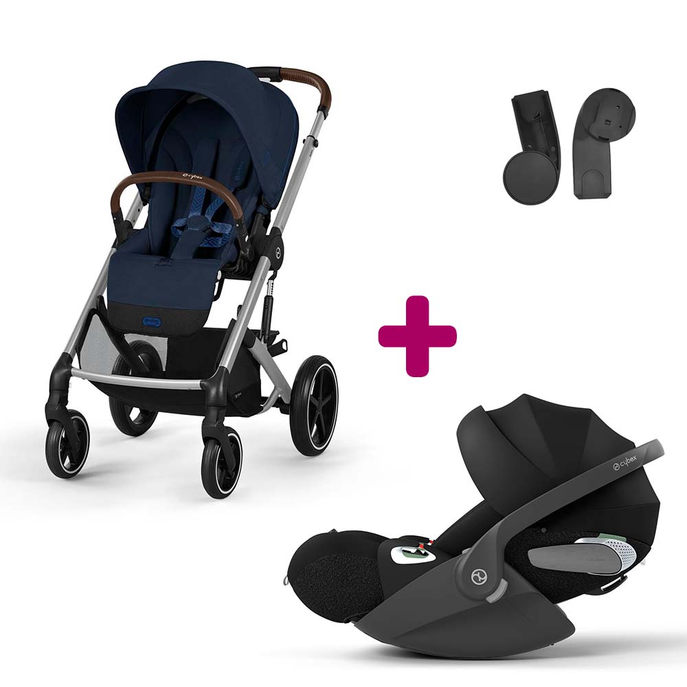 Pack Poussette Duo Balios Ocean blue + adaptateurs coque + coque Cloud T sepia black  Cybex