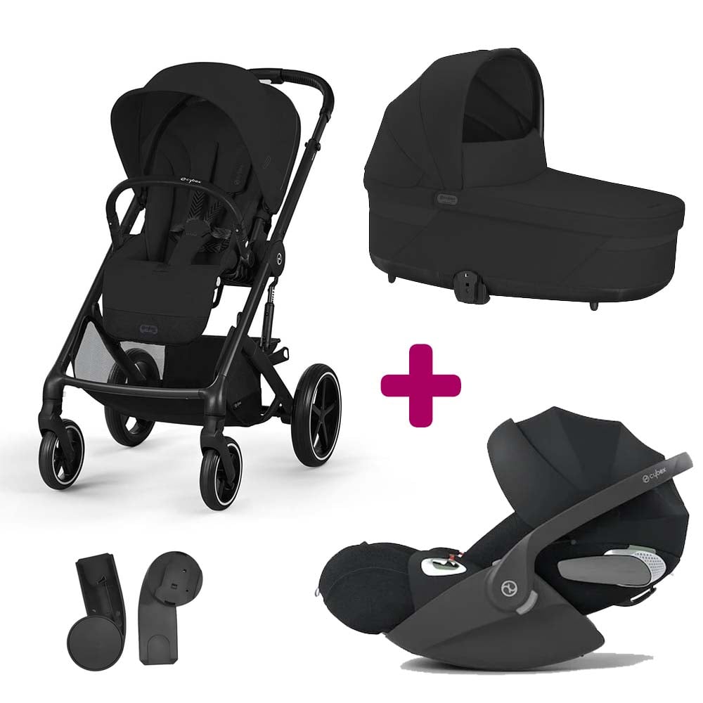 Pack Poussette Trio Balios Moon Black + nacelle Cot S lux Moon Black + adaptateurs coque + coque Cloud T tissu plus sepia black  Cybex
