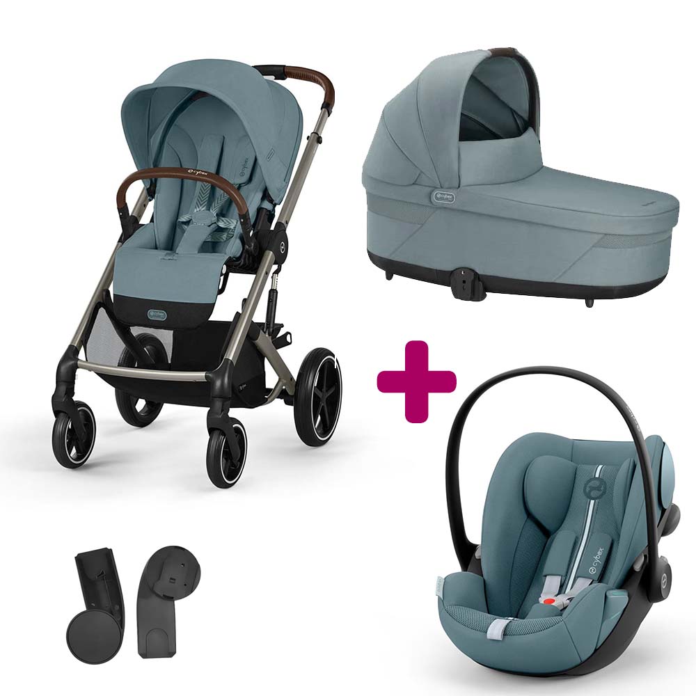 Pack Poussette Trio Balios Stormy blue + nacelle Cot S lux Sky Blue + adaptateurs coque + coque Cloud G tissu plus stormy blue  Cybex