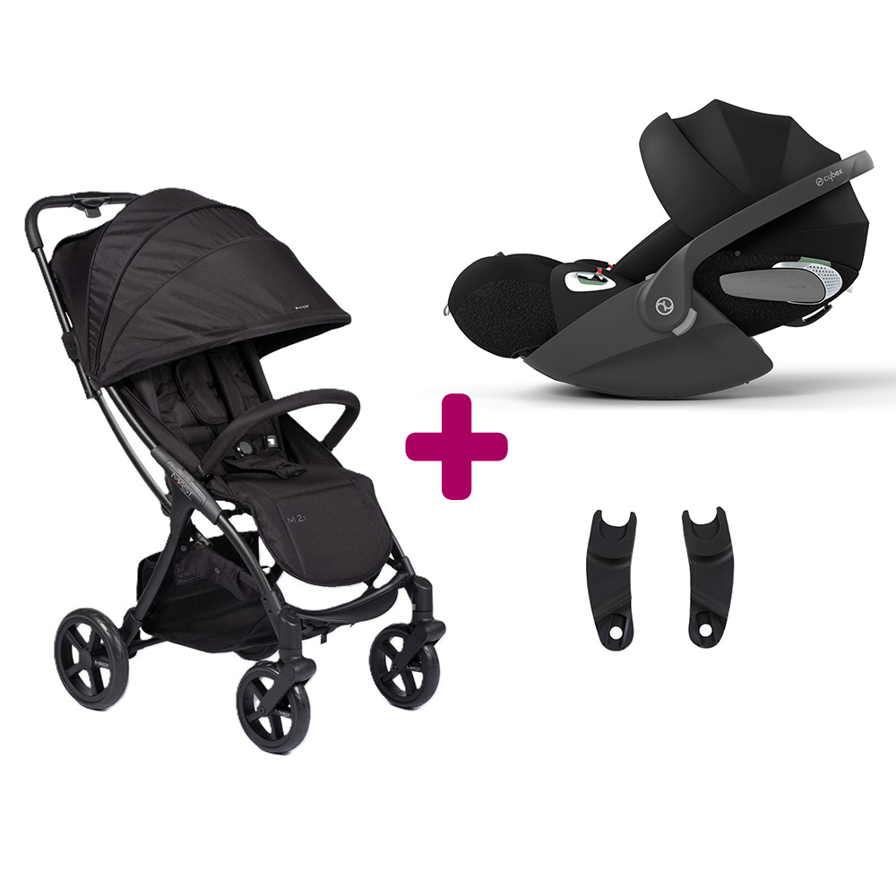 Pack Poussette duo M.2 X onyx + adaptateurs + coque Cloud T i-size Sepia Black  Mast swiss design