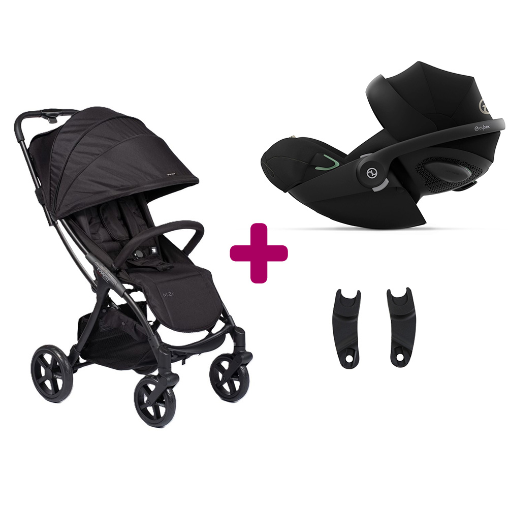 Pack Poussette duo M.2 X onyx + adaptateurs + coque Cloud G i-size Moon Black  Mast swiss design