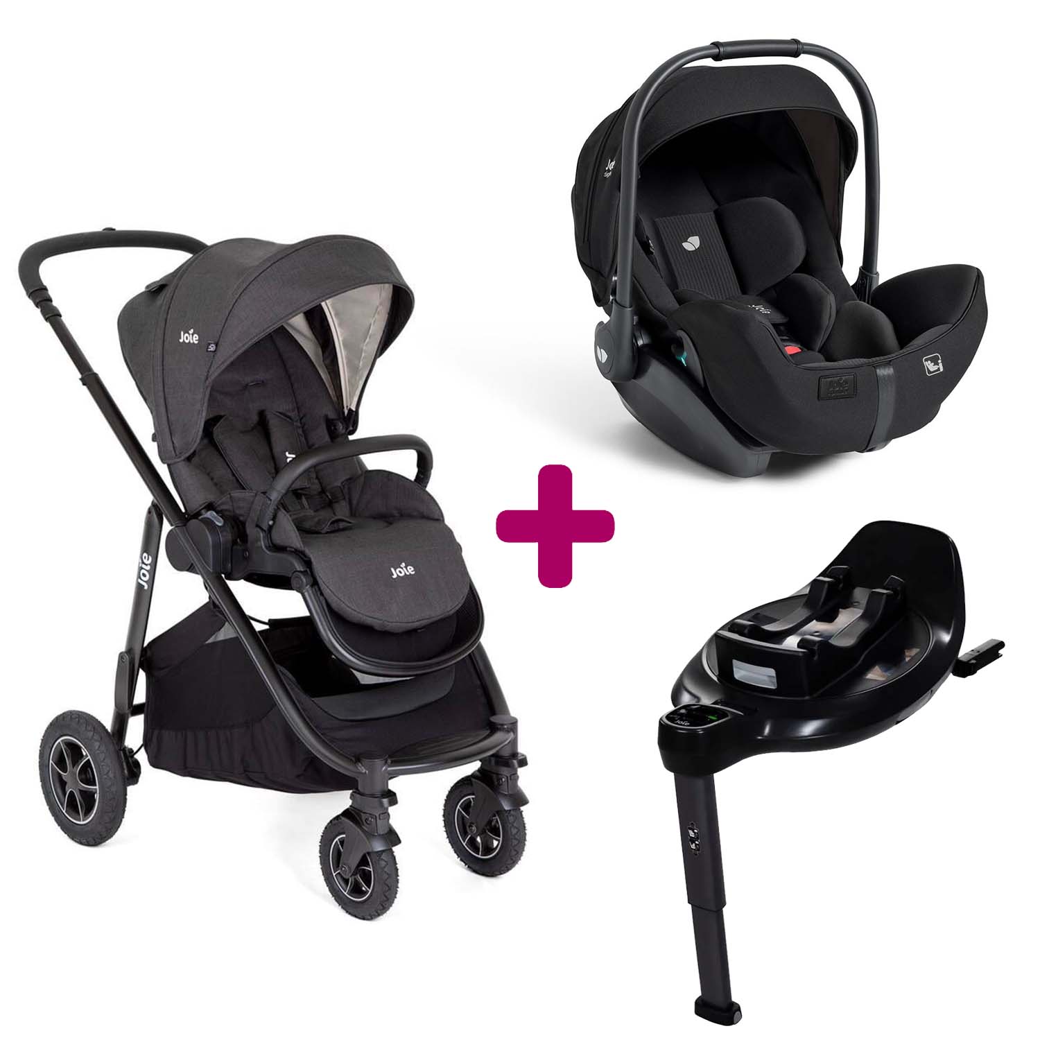 Pack poussette duo Versatrax Shale + coque I-Level Pro Eclipse + Base Encore  Joie