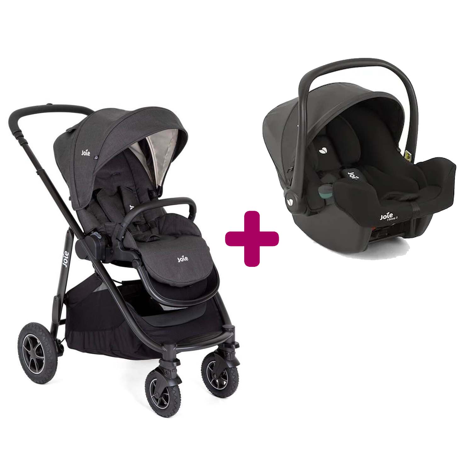 Pack poussette duo Versatrax Shale + coque I-Snug 2 Shale  Joie
