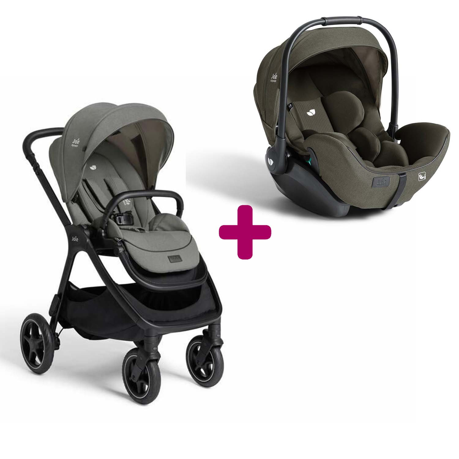 Pack poussette duo Finiti Evergreen + coque I-Level Pro Evergreen  Joie