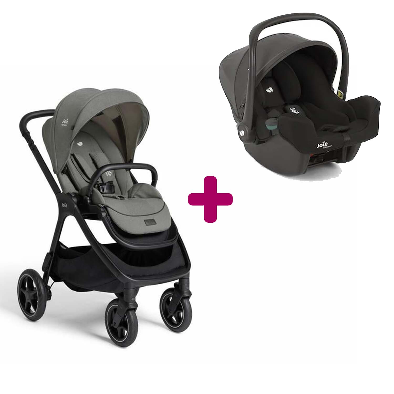 Pack poussette duo Finiti Evergreen + coque I-Snug 2 Shale  Joie