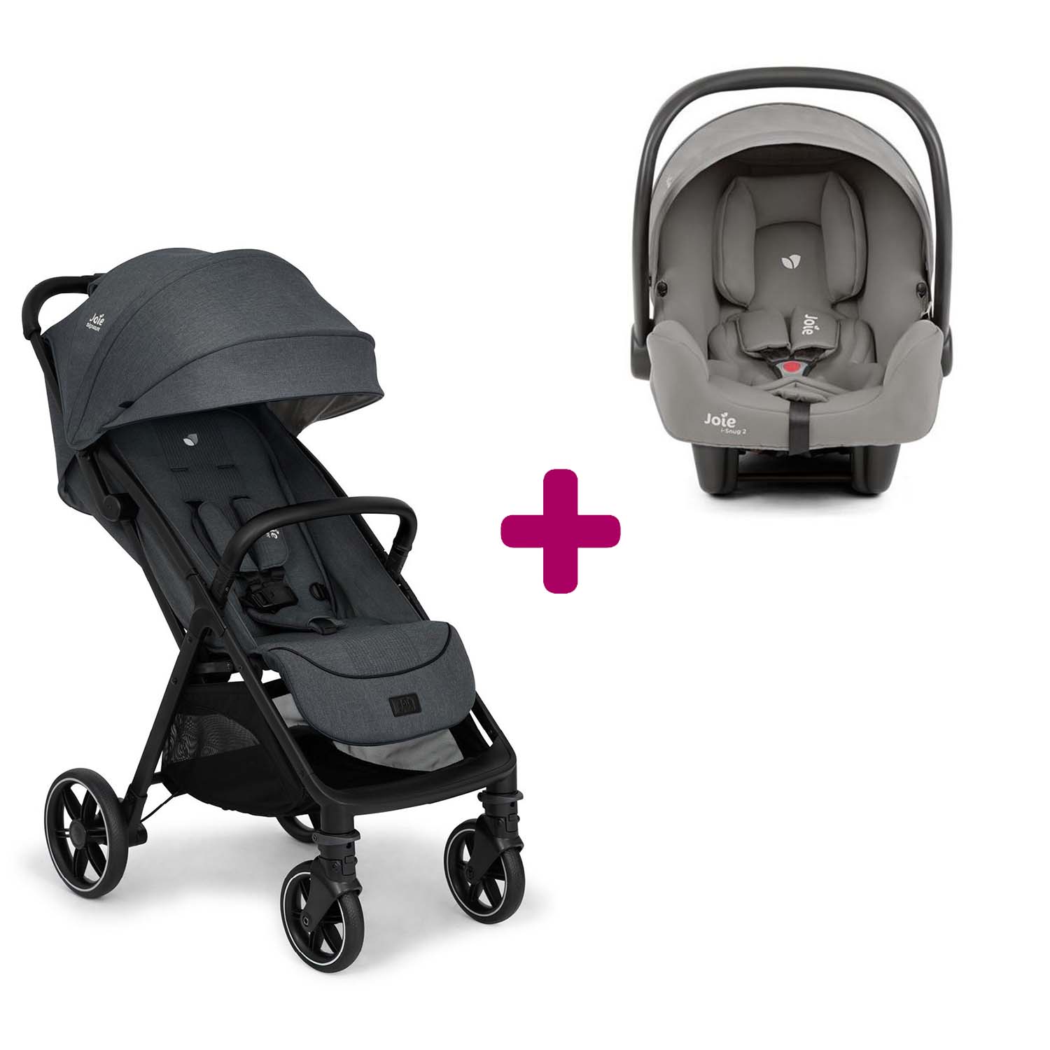 Pack Poussette duo Parcel Lx Ebony + coque I-Snug 2 Pebble  Joie