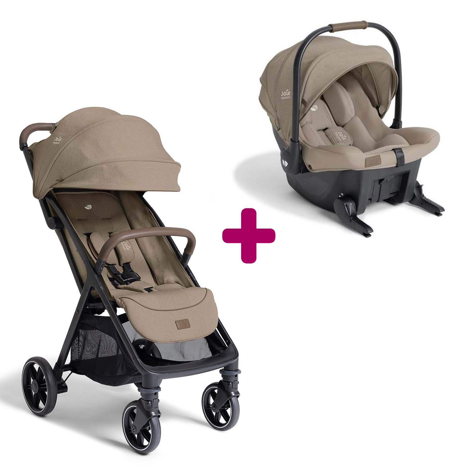 Pack Poussette duo Parcel Lx Sandstone + coque Sprint Sandstone  Joie