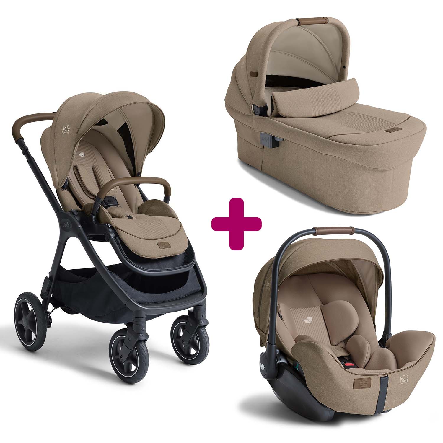 Pack poussette trio Finiti Sandstone + nacelle Ramble XL Sandstone + coque I-Level pro Sandstone  Joie