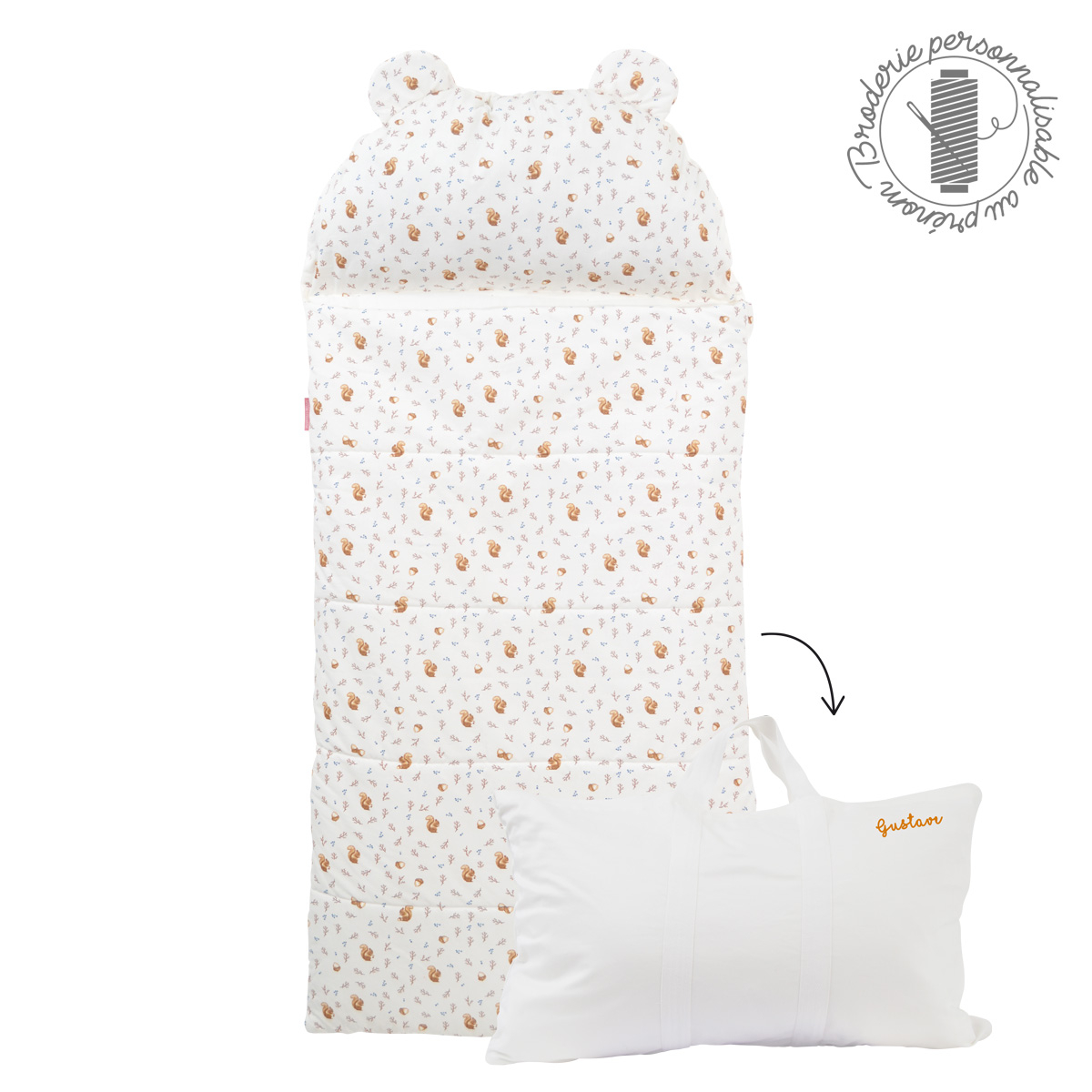 Sac de couchage enfant personnalisé 'FilOdoo' Noisette