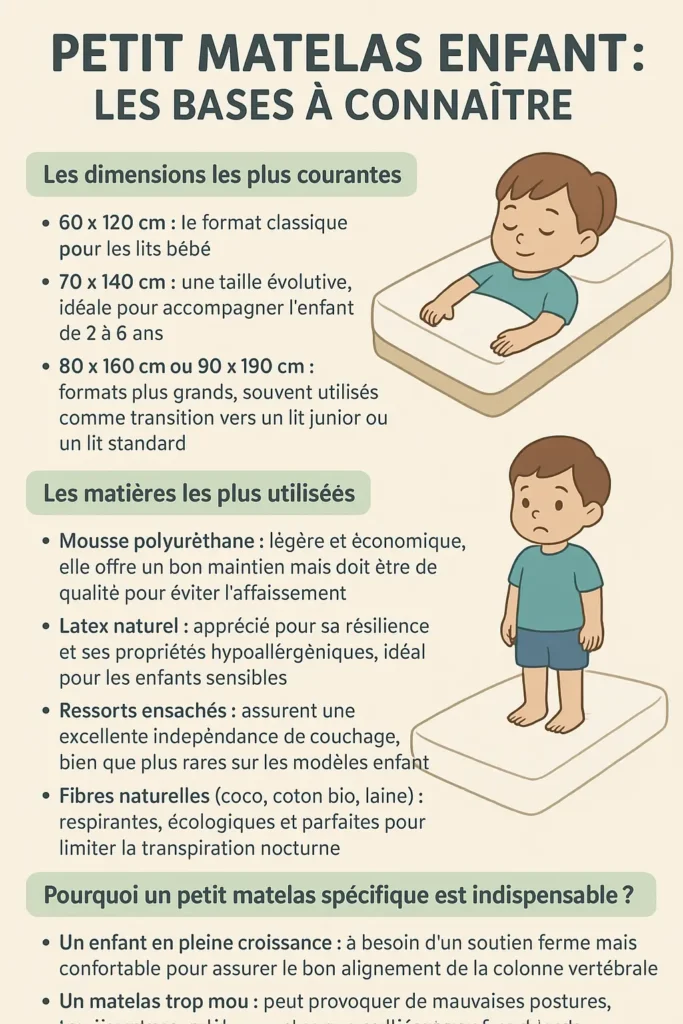 Illustration décrivant les bases pour choisir un matelas enfant