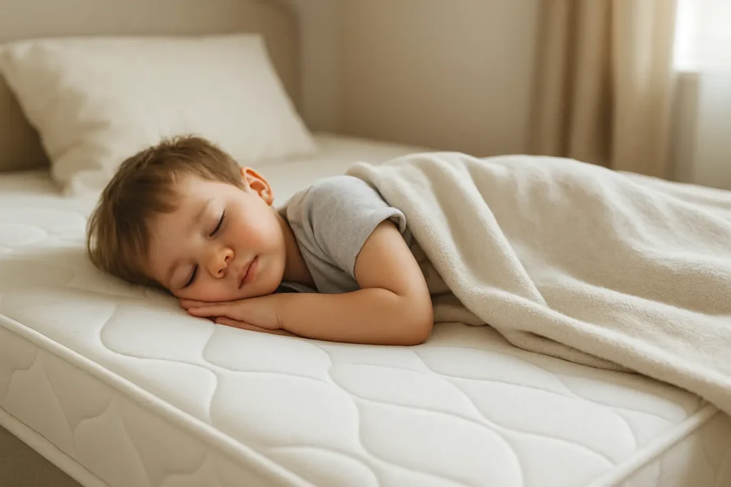 Un bébé qui dort confortablement sur un matelas 
