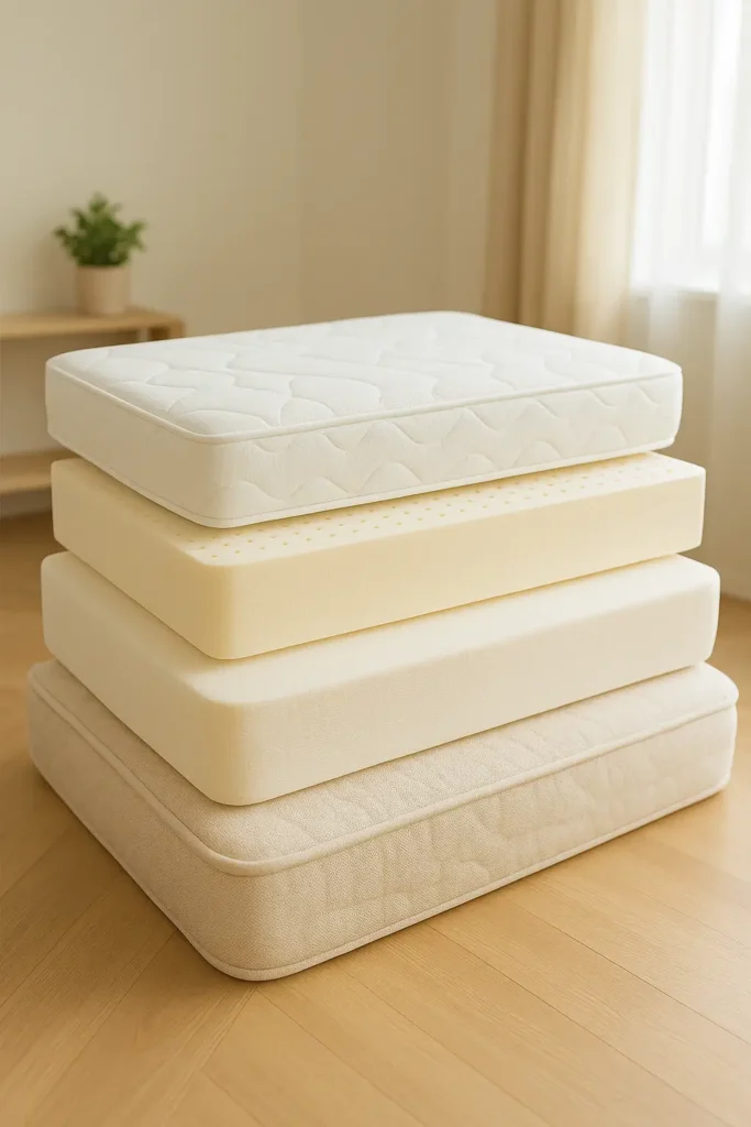 Une pile de matelas de tailles différentes
